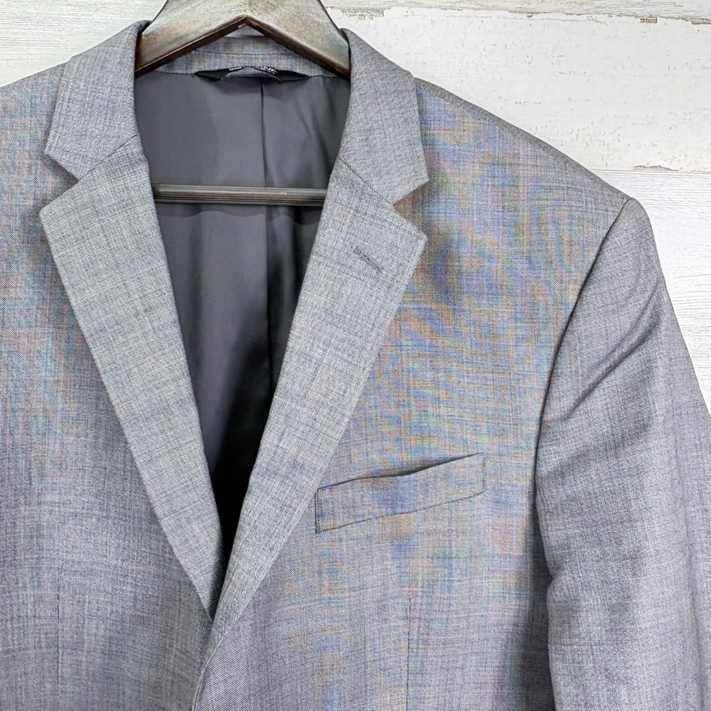 Jos A Bank Traveler Slim Fit Grey‎ 100% Wool Blazer Sport Coat 44R 2-Button Mens
